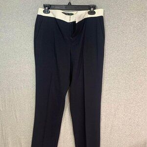 𝅺IVANKA trump navy trousers with white trim on waist. Size 6